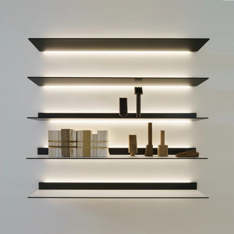 Luminous wall shelf bookshelf wall hanging wall shelf wrought iron wall word partition living room floor board display rack