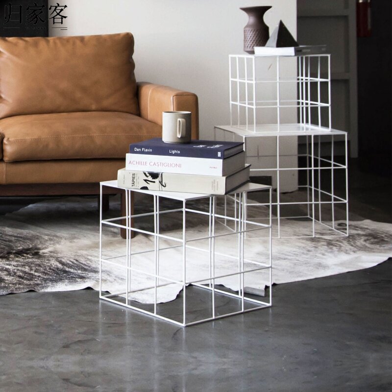 Small tea table minimalist modern mini square living room sofa edge a few waterproof iron art small family type creative corner a few tea table