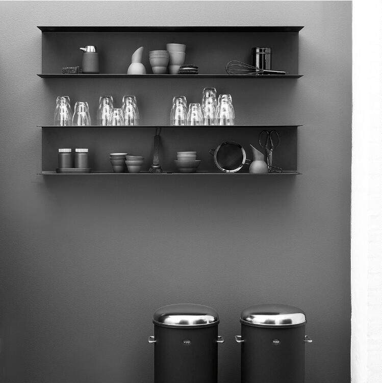 Wrought iron sofa hanging on the wall shelf one-word partition bracket living room TV decoration rack Nordic wall bookshelf