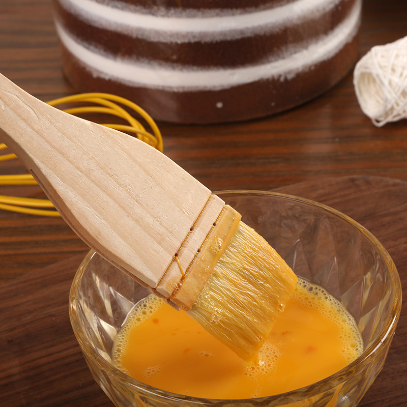 Wooden Handle Wool Brush Egg Liquid Mooncake Brush Pizza Brush Soft Bristle Food Brush Large, Medium, Small Baking Tools