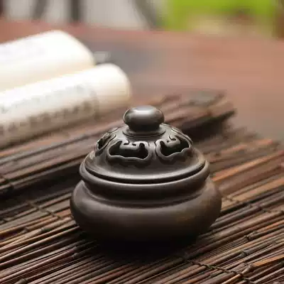 Qingshen pure copper handmade agarwood stove Taiwan Zen sandalwood stove retro offering ring incense burner Buddha room incense burner