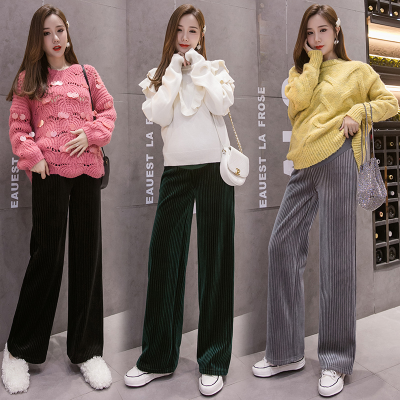 Autumn maternity pants large size velvet pants loose autumn and winter outer wear belly mopping pants