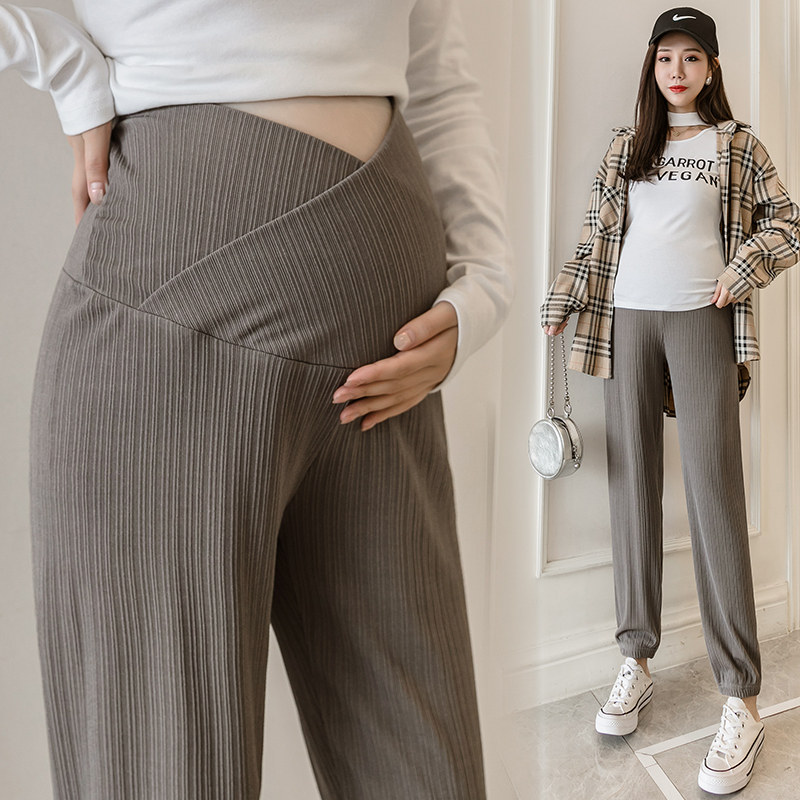 Pregnant Woman Pants Spring Summer New Internet Red Cross-Care Pants Loose large size Bunch Foot Sports Pants Korean Version Fall Inner lap pants