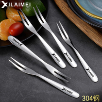 Xilaimei 304 stainless steel fruit fork Fruit stick fruit plug small fork Dessert fork Moon cake fork Household 5 pcs