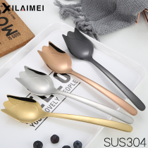 304 stainless steel spoon Dinner spoon spoon Adult large Korean long handle household spoon Rose soup spoon