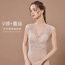 2022 autumn and winter popular graphene thermal vest spontaneous tropical chest pad thickened French lace thermal underwear women