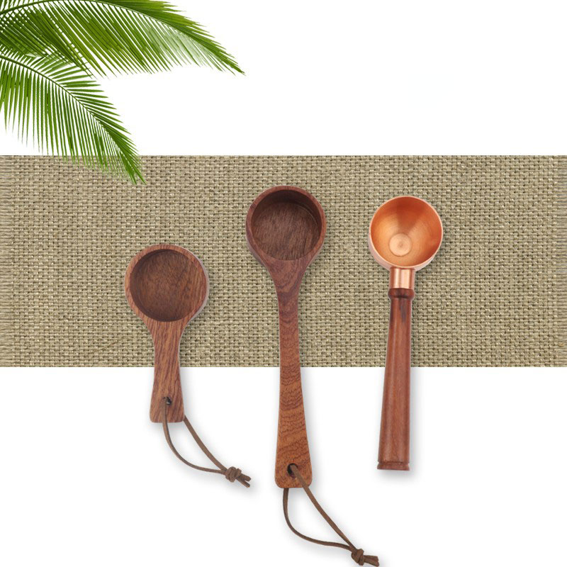 Coffee bean quantity spoon solid wood Copper Bean Quantity Spoon Coffee Spoon U Sandalwood Metering Spoon Small Spoon Wooden Spoon-Taobao
