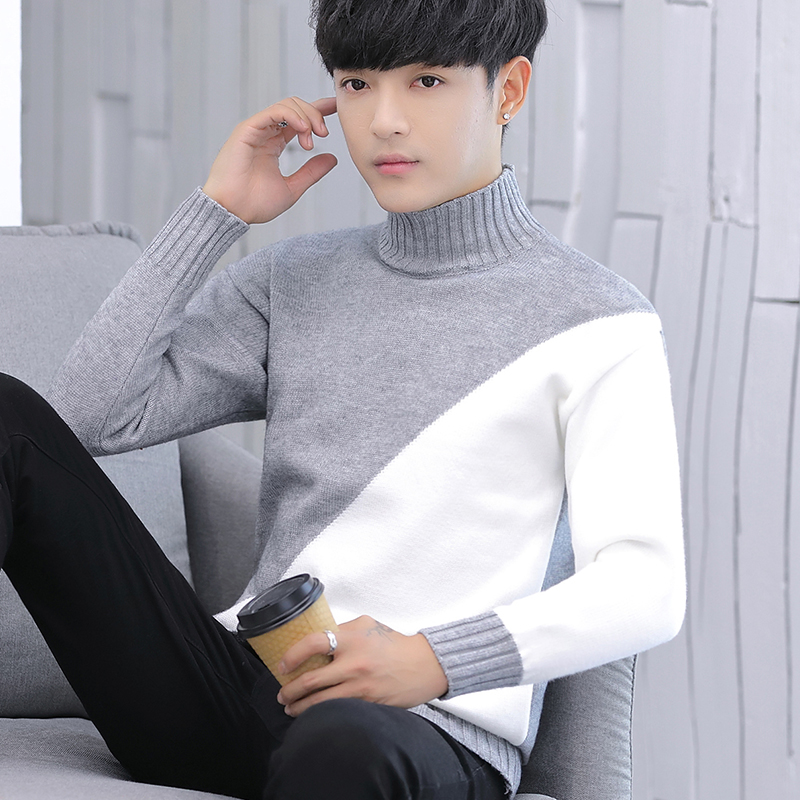 Men's high collar sweaters 2022 new spring and autumn season thickened undershirt men's clothing Korean version of knitted sweatshirt and velvet trendy