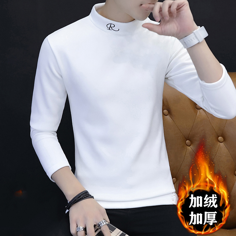Long-sleeved T-shirt men's autumn tide top base shirt Teen men's men's spring and autumn clothes embroidered printed slim long T