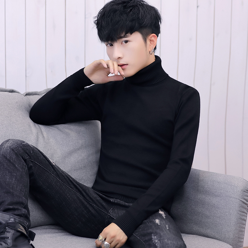 Sweater men's 2022 new autumn and winter men's high collar knitwear Korean version plus suede thickened warm and hygienic clothes men's tide