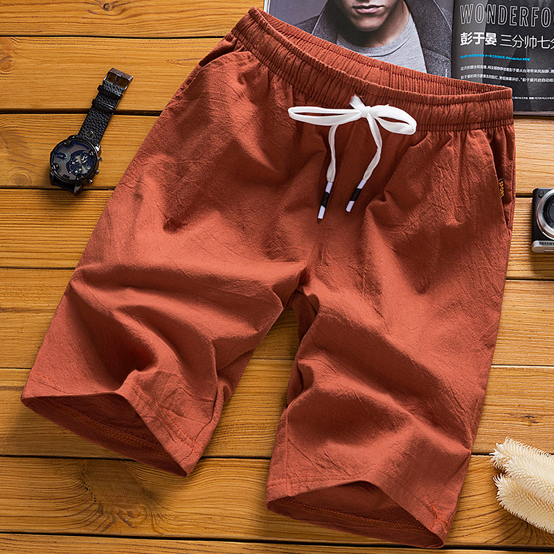 Shorts men's five-point pants summer Korean version of the loose tide 5 points cotton linen casual pants summer boys beach pants