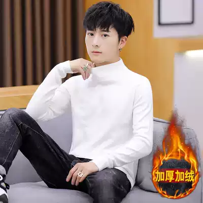 Men's turtleneck sweater 2021 autumn and winter new Korean version of warm sanitary clothes trend plus velvet sweater men's top
