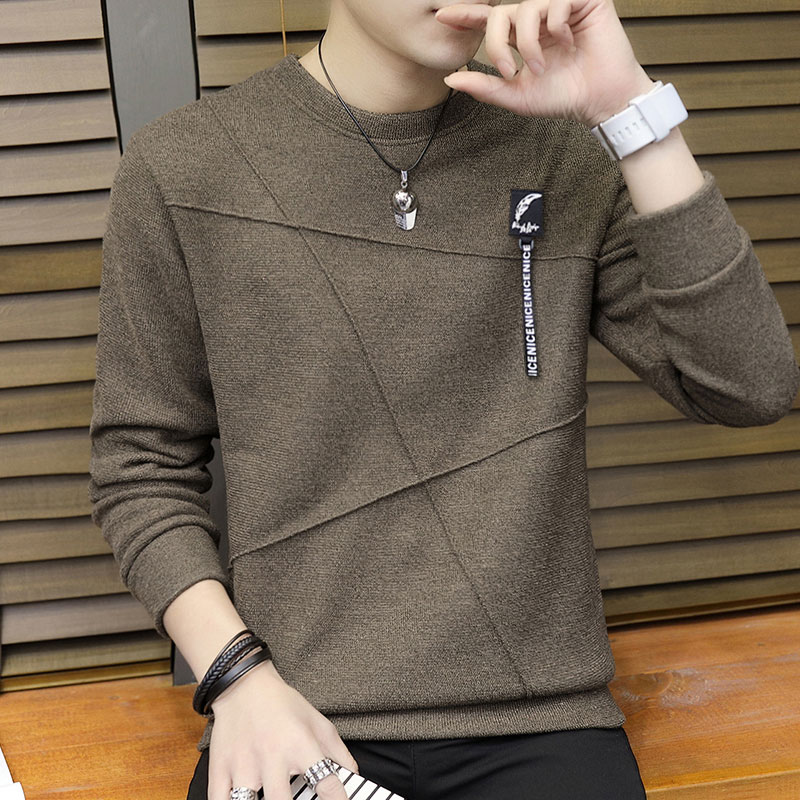 Men T-shirt Spring thin pure clothes round-collar men's clothes plus thick and wearing blouse
