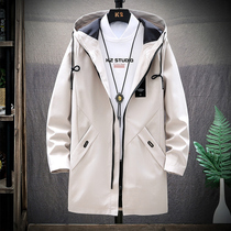 2021 autumn and winter New Long Hooded jacket men Korean version plus velvet padded mens woolen sweater coat tide