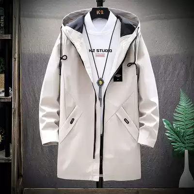 2021 autumn and winter new medium and long version hooded jacket men Korean version plus velvet padded men's woolen sweater coat tide