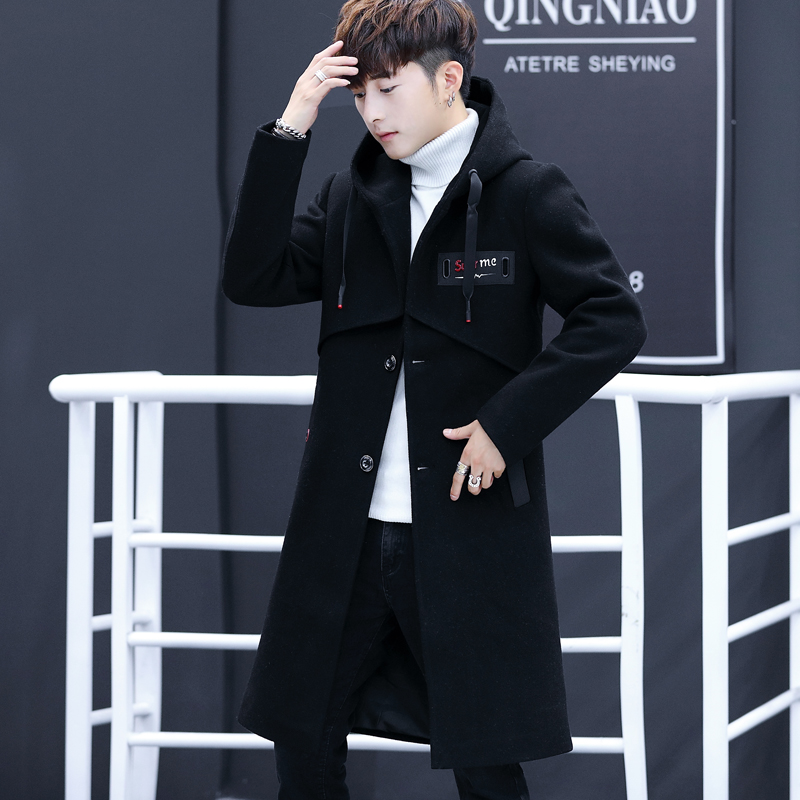 2021 autumn men's medium and long version of jacket coat trend teenagers handsome windbreaker coat coat men's clothes coat men