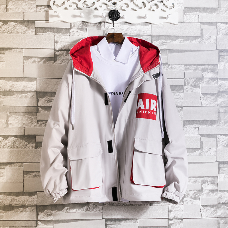 Tide Card Tooling Jacket Man 22 new spring autumn casual men's jacket Han version handsome 100 hitch loose even hat blouses