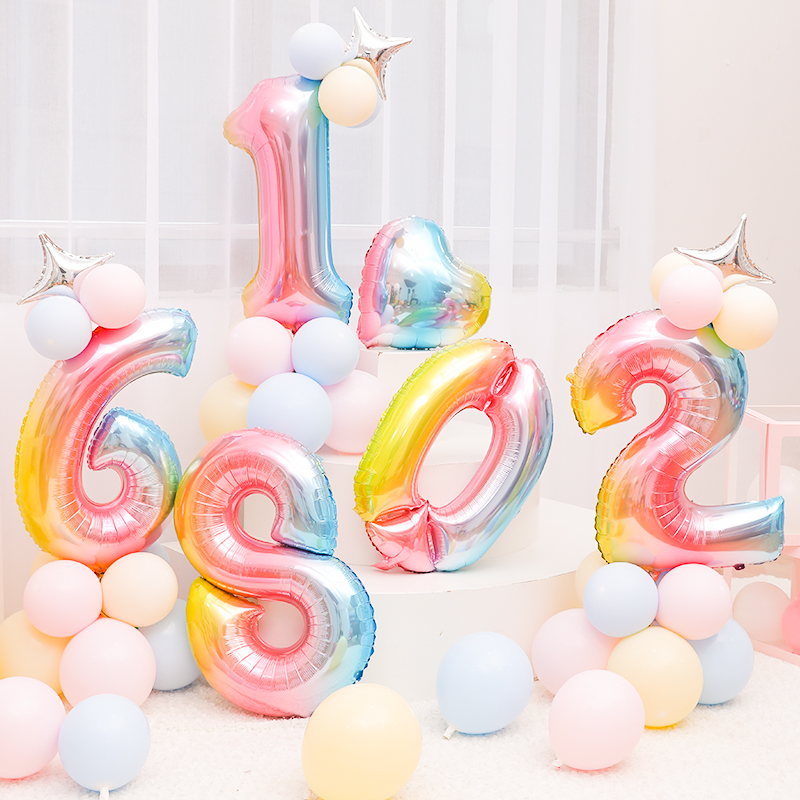 0~9 digital age column road guide balloon children hundred days baby birthday party decoration scene layout