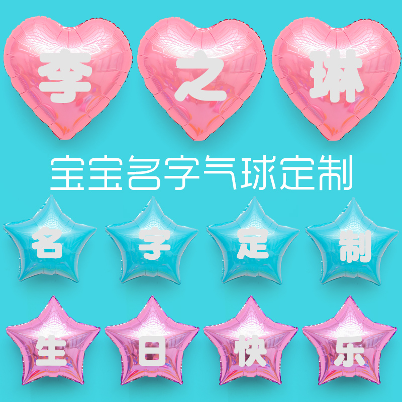 Customized children's birthday party name customized baby one-year-old hundred days Yan dress up supplies aluminum film balloon