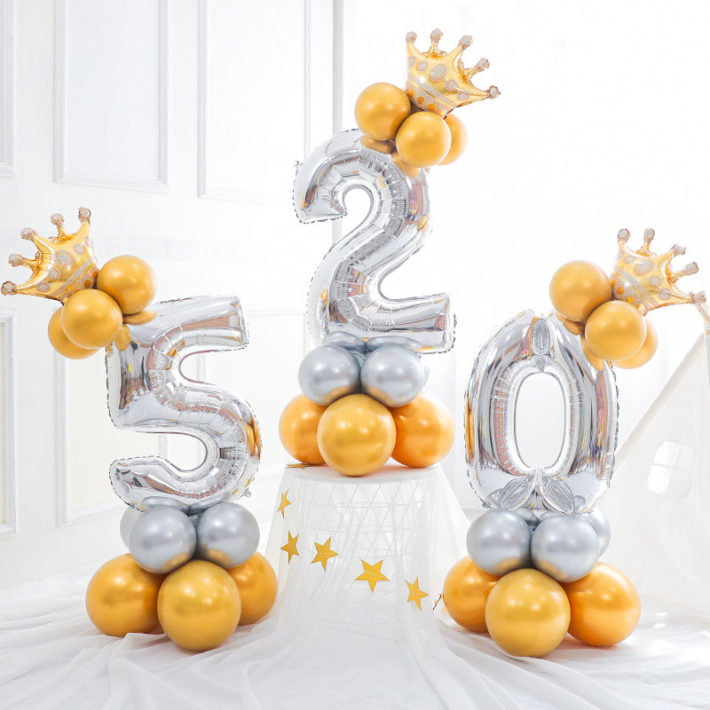 Children's adult birthday party Digital year old dress Birthday Decoration Scene Arrangement Pendulum metal Balloon Post