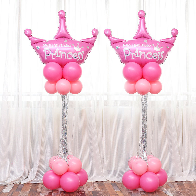 Children's birthday party decoration column Baby year-old party supplies Party Princess crown column Welcome decoration