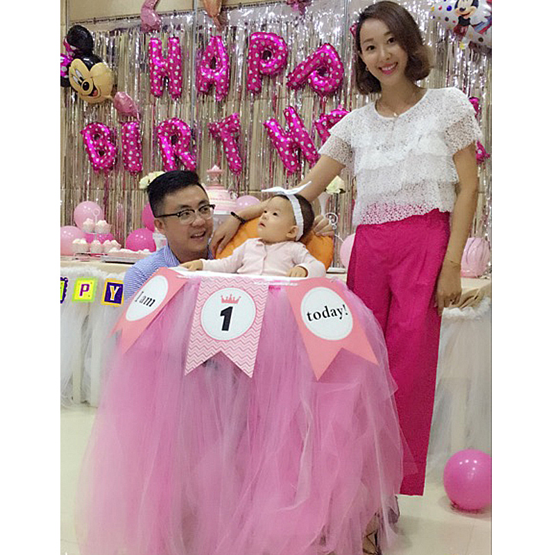 Baby Baby Chair Decoration Mesh Yarn Table Apron Dessert Table Cloth Baby 1 Birthday Arrangement Party Table Yarn-Taobao