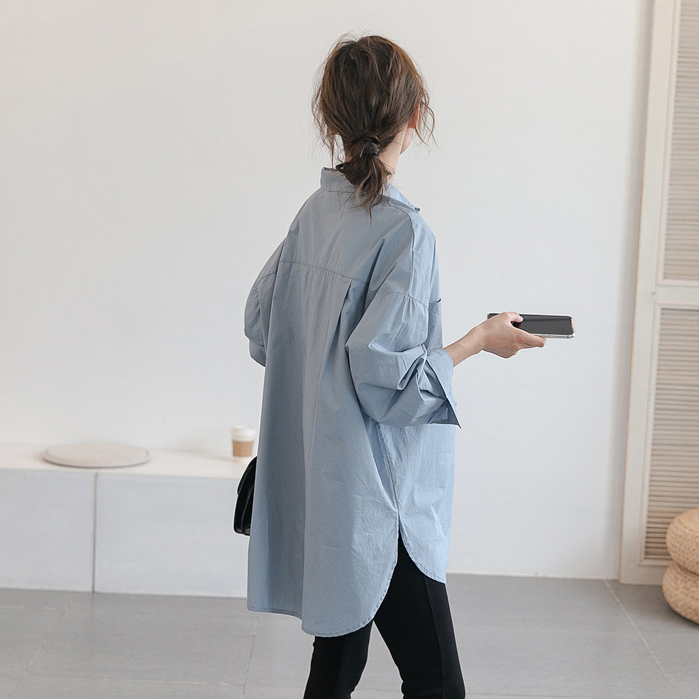 Relaxed and not greasy shirt~pregnant women net red shirt spring and autumn style 2022 new professional casual trendy mother mid-length cardigan