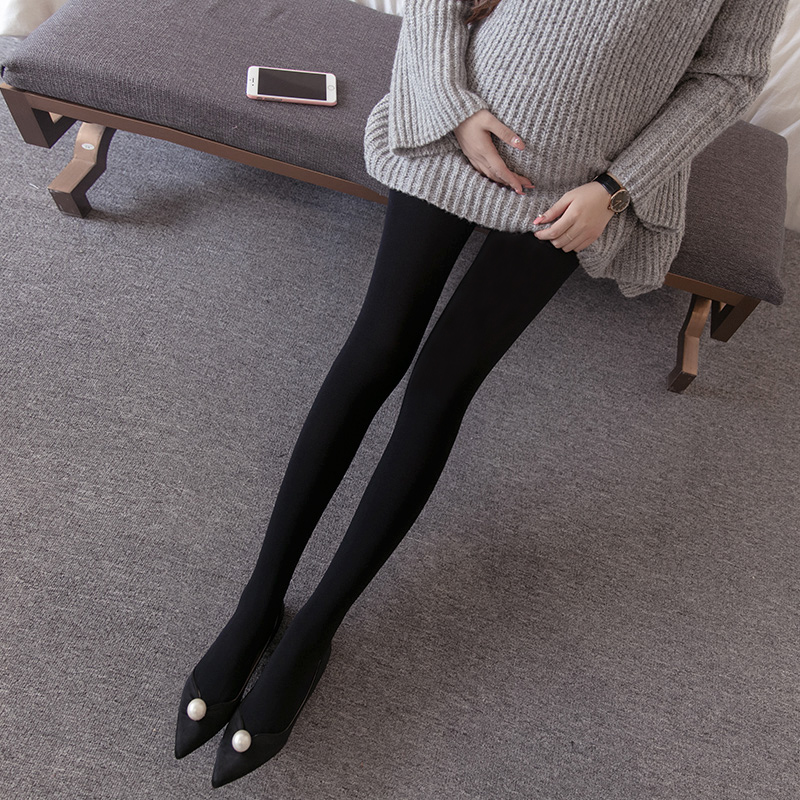 Pregnant Woman Inner Lap Pants Autumn Winter Paragraph Outside Wearing Pregnancy Display Slim Stretch Silk Socks Panty Socks Add Suede Thickened Autumn Dress Winter Clothing