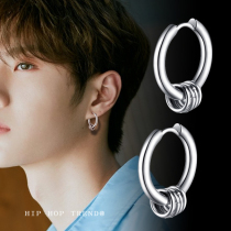 Street Hip Hop Earrings Mens Han Edition Single Ear Nail Damp Male Black Earrings Student Earbuds Earbuds Accessories Accessories Accessories