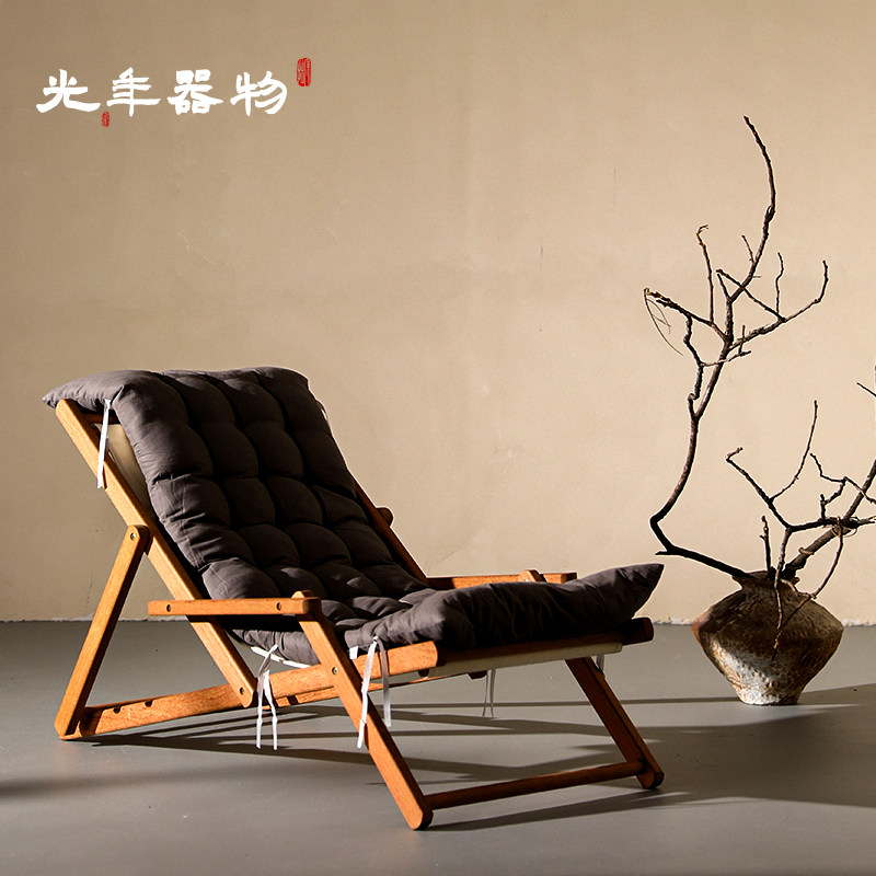 Solid wood deck chair log beach chair outdoor folding chair balcony home leisure chair nap lunch break small camping chair