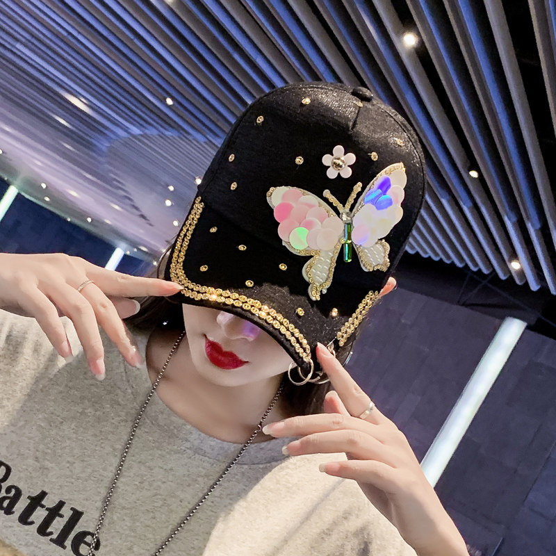 Cap children Han version Tidal Duck Tongue Cap Street Tennis Red Spring Autumn Sequins Fashion Ins Sun Hat Summer Baseball Cap