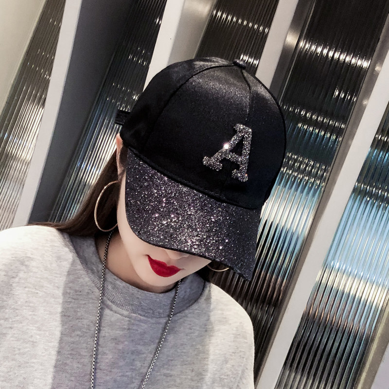 Hat female Korean version of the tide peaked cap summer sequins drill net red sunshade sunshade hat spring and autumn wild baseball cap