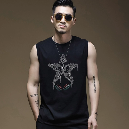 Мужская футболка без рукавов для спортзала, спортивный летний трендовый хлопковый жилет, свободный крой