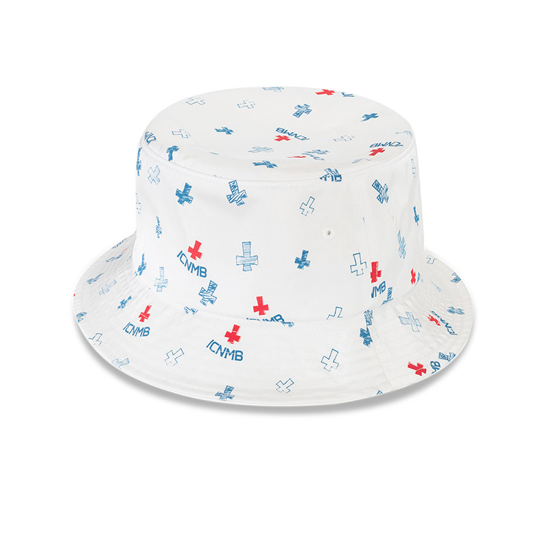 ICNMB white hat children spring and autumn hand-painted cross old flower fisherman hat men's boomer head circumference shading basin hat
