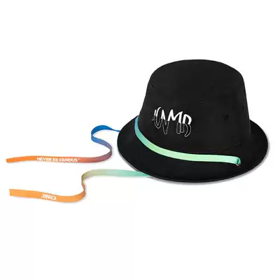 ICNMB black fisherman's hat female autumn and winter rainbow gradually color adjustable shade hat male Tide brand ribbon basin cap
