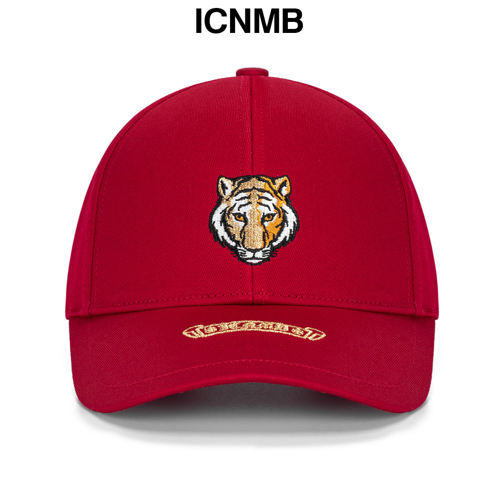 United States ICNMB tiger visor hat Female male red curved eaves baseball cap Street hip-hop pop brand cap ins