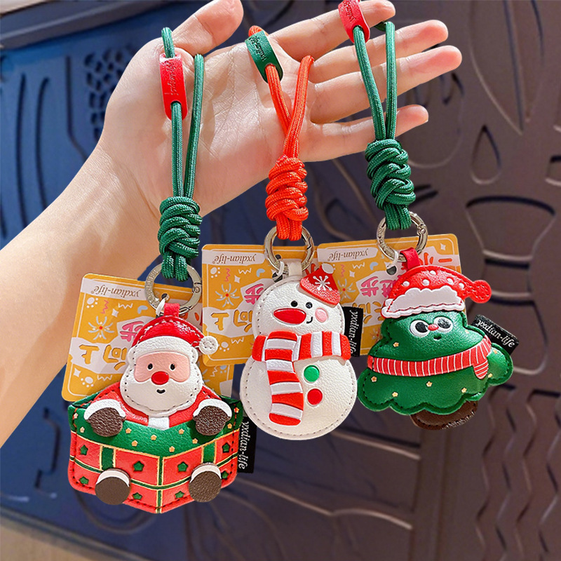 Cross-Border Hot-Selling Leather Santa Claus Keychain, Cute Cartoon Exquisite Keychain Pendant, Christmas Decoration Cross-Border Hot-Selling Leather Santa Claus Keychain, Cute Cartoon Exquisite Keychain Pendant, Christmas Decoration