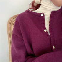 Knitted sweater 2022 autumn and winter new short - mode lighter outer wear grape jewelry coat with winter explosion