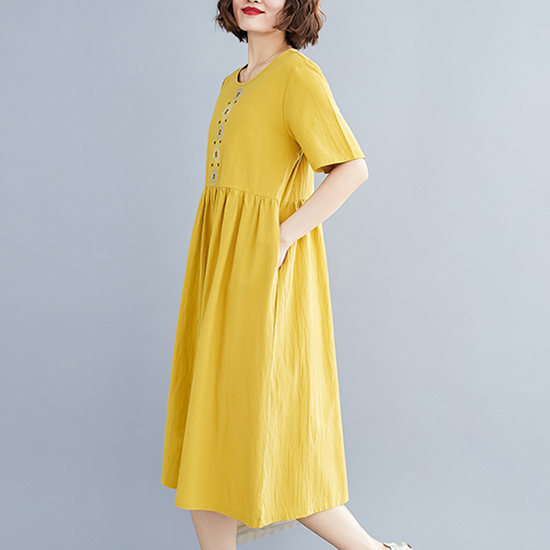 2020 mới váy cotton bóng bẫy váy lanh phụ nữ của bạn để cắt giảm eo mùa hè để hiển thị nạc
