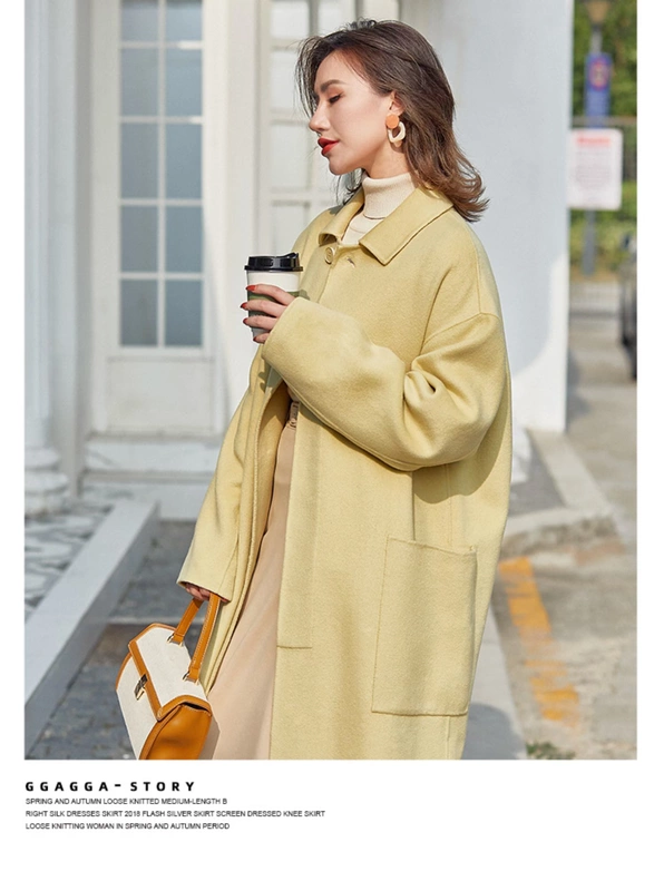 Mùa đông 2019 của phụ nữ mới, áo khoác cashmere hai mặt cao cấp được may bằng tay - Áo khoác dài