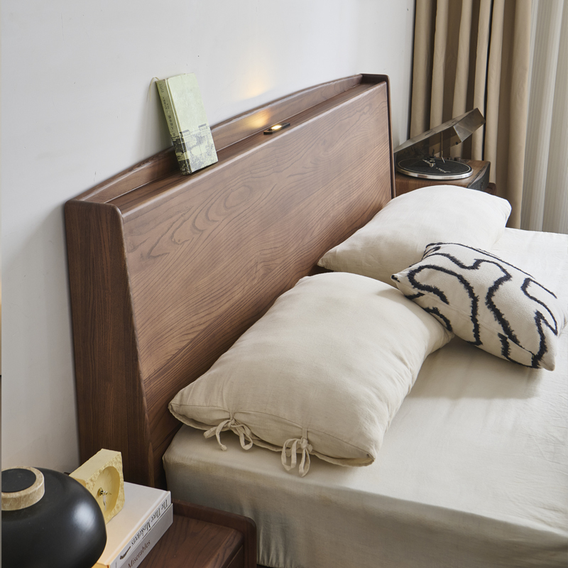 2026 New Model All-Solid Wood Suspended Bed, Light Luxury Multifunctional Black Walnut Wood 1.8m Double Bed Master Bedroom Bed 2026 New Model All-Solid Wood Suspended Bed, Light Luxury Multifunctional Black Walnut Wood 1.8m Double Bed Master Bedroom Bed