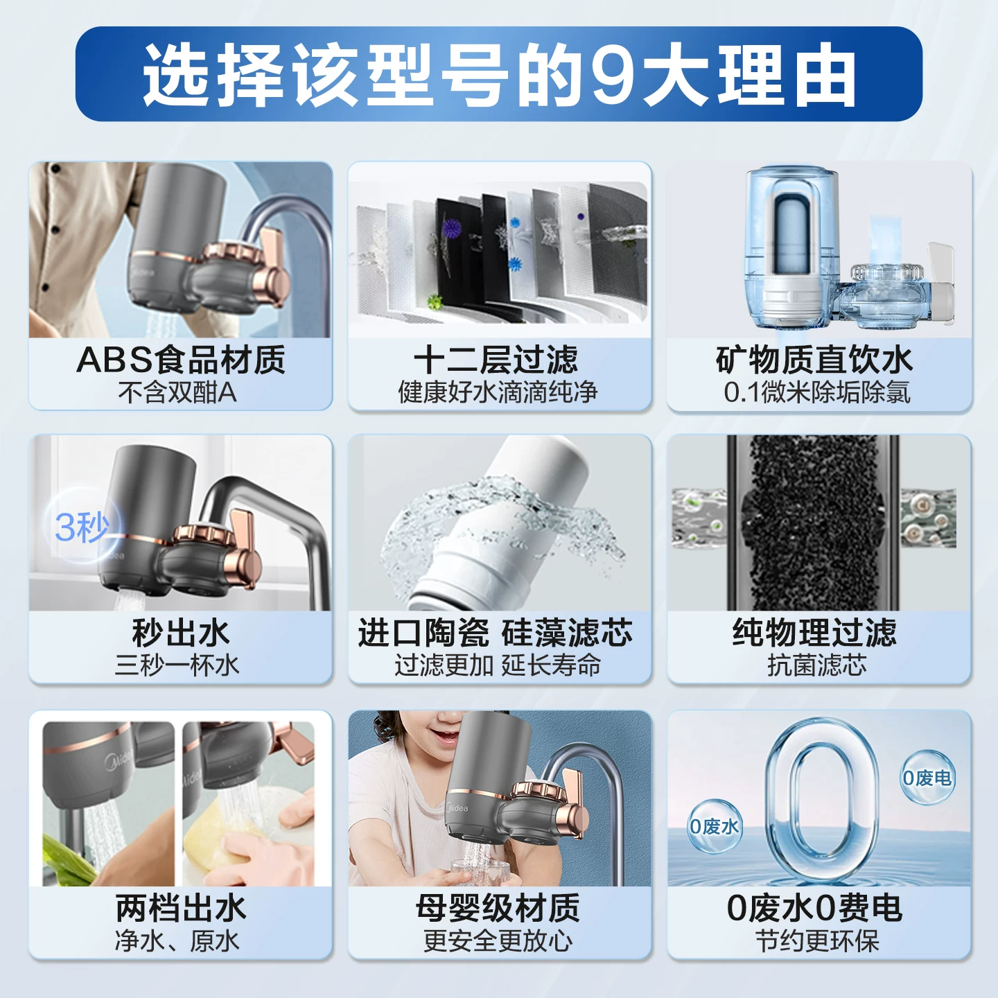 Фильтр для воды Midea, кран для воды, фильтр бытовой воды, фильтр для прямого употребления, передний фильтр, универсальный