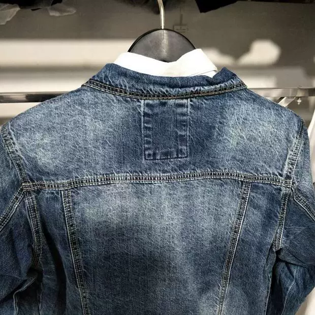 Modillo JJ thương hiệu nam 2018 xuân nam vạt áo dày mỏng Áo khoác denim màu xanh đậm - Cao bồi