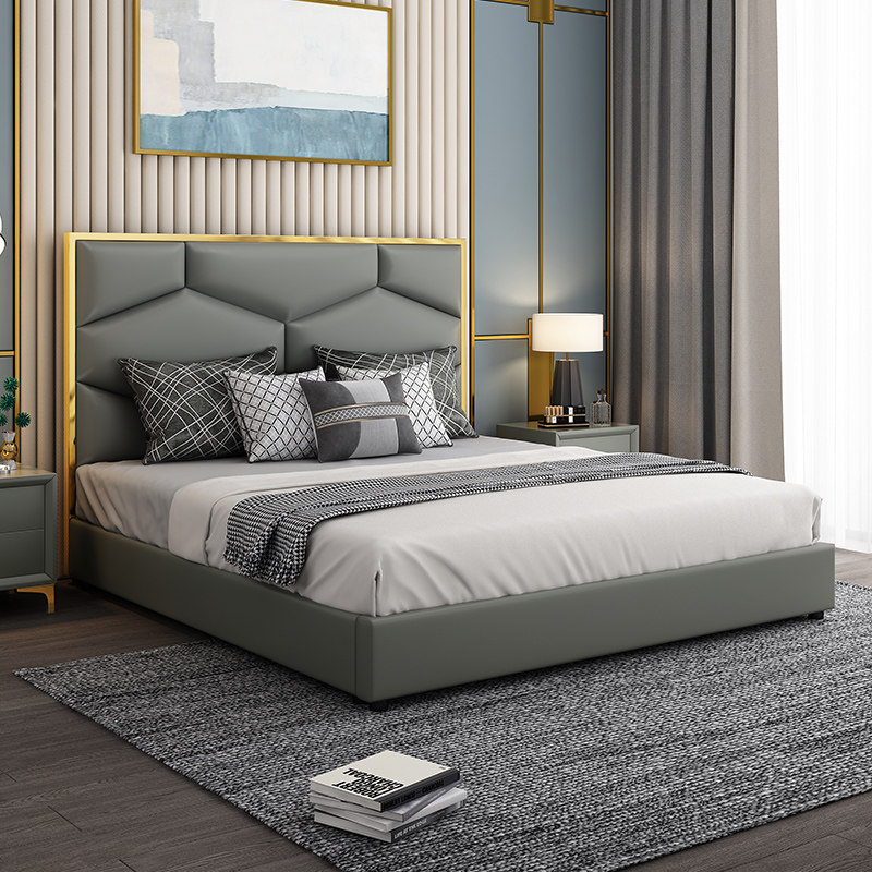 American light luxury leather bed modern simplicity 1.8 meters double bed master bedroom marriage bed 1.5 meters pneumatic storage soft bed