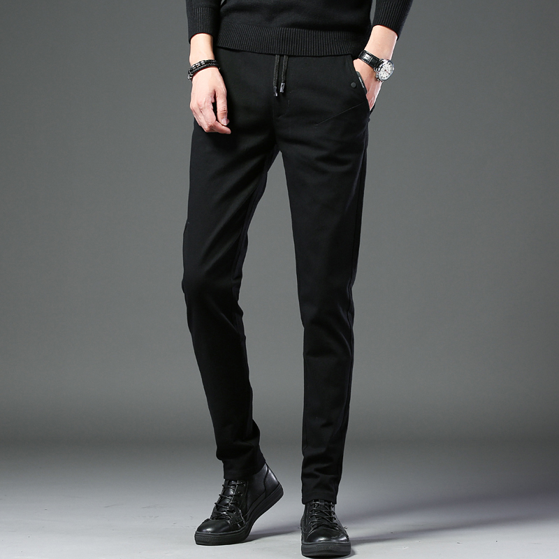 Casual pants male fit Martin boots windy suit pants spring autumn black Korean version trends ins 100 hitch fit men's pants