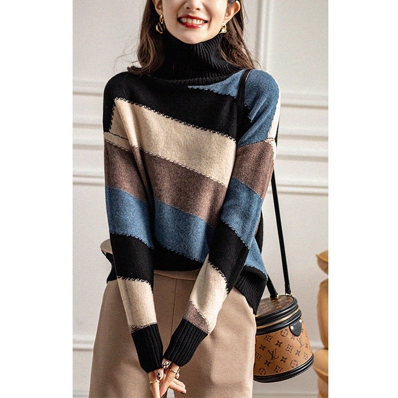 Maiiiol at first sight, fashionable and foreign contrasting striped pattern, loose, thick and comfortable wool series Maiiiol at first sight, fashionable and foreign contrasting striped pattern, loose, thick and comfortable wool series