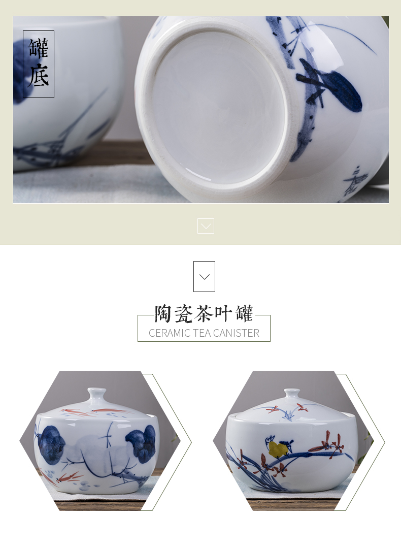Jingdezhen ceramic tea pot home pu 'er tea pot of large storage POTS sealed seven loaves caddy fixings