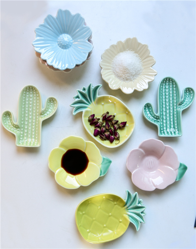 Nordic ceramic creative flavour dish flower small dishes pineapple vinegar dish of pickles sauce dish home dishes move