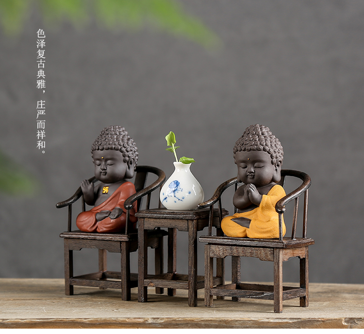 Shadow at zen tea pet furnishing articles boutique creative play purple sand monk tea to keep the little novice monk JT home decoration