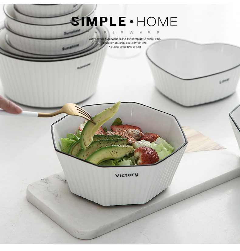 Creative ceramic eat bowl individual household salad bowl large dishes portfolio web celebrity ins Nordic cutlery sets